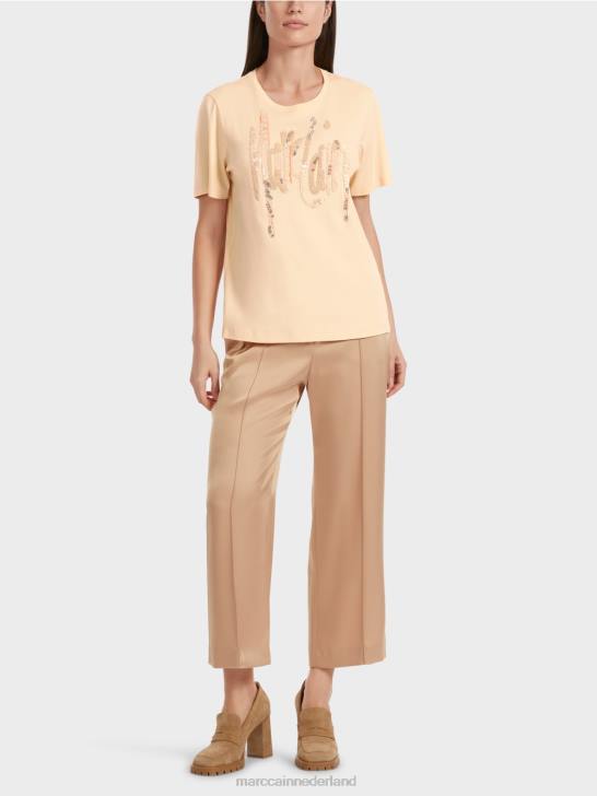kleding donkere crème 464J1276 t-shirt met pailletten Marc Cain