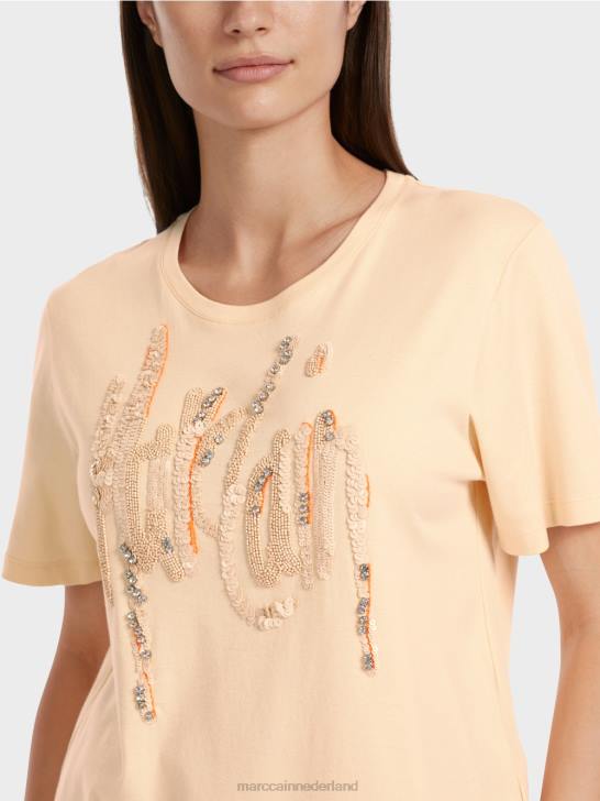 kleding donkere crème 464J1276 t-shirt met pailletten Marc Cain
