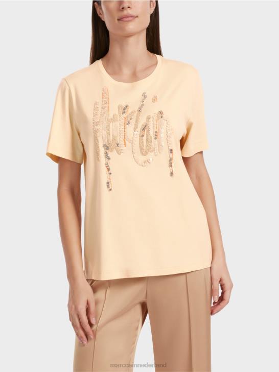 kleding donkere crème 464J1276 t-shirt met pailletten Marc Cain