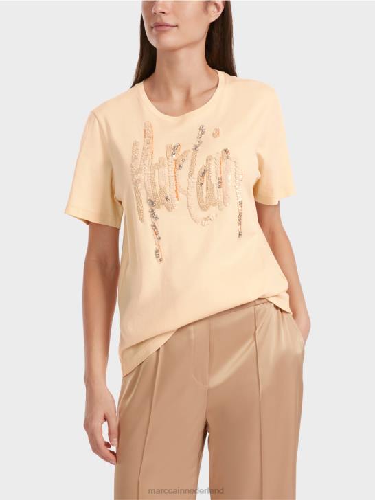 kleding donkere crème 464J1276 t-shirt met pailletten Marc Cain