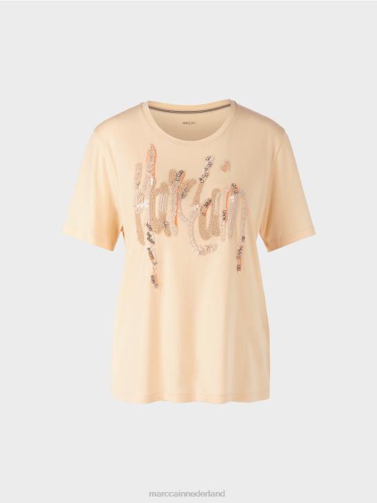 kleding donkere crème 464J1276 t-shirt met pailletten Marc Cain