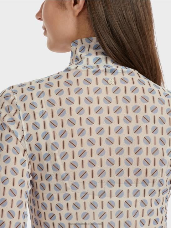 kleding donkere crème 464J1278 nauwsluitend T-shirt met rolkraag Marc Cain