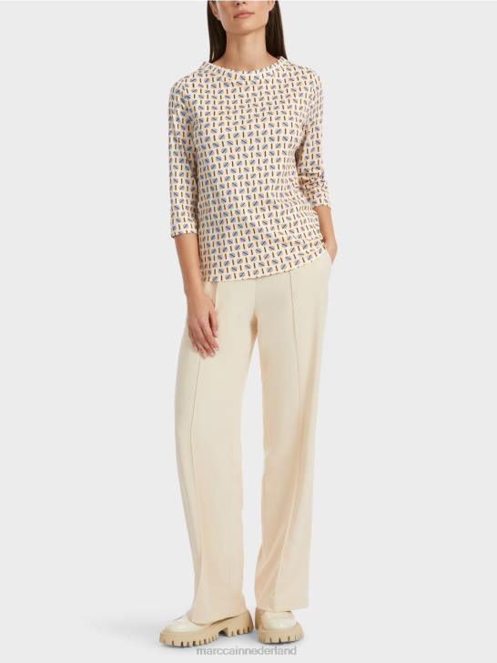 kleding donkere crème 464J1280 t-shirt met grafisch ontwerp Marc Cain