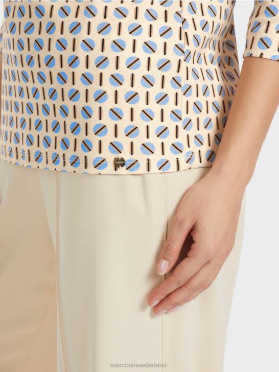 kleding donkere crème 464J1280 t-shirt met grafisch ontwerp Marc Cain