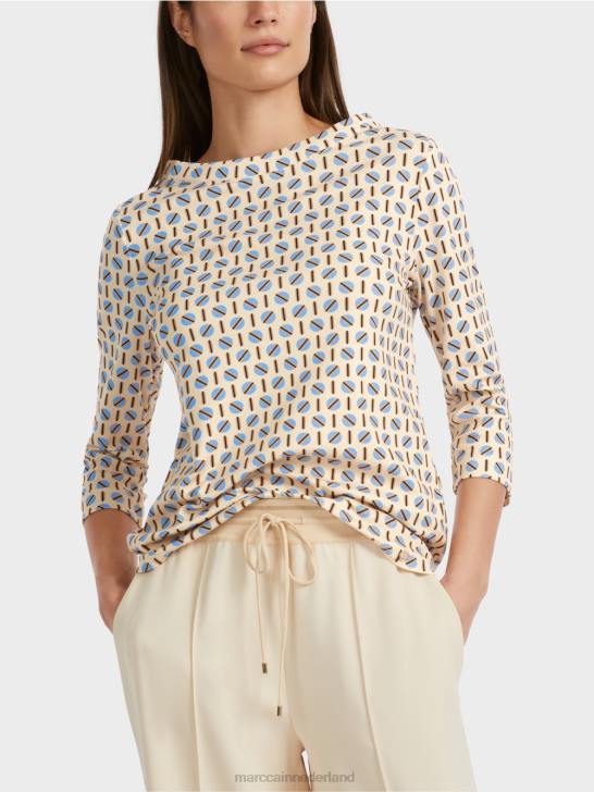 kleding donkere crème 464J1280 t-shirt met grafisch ontwerp Marc Cain