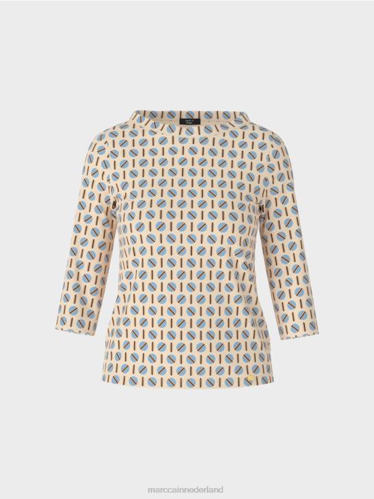 kleding donkere crème 464J1280 t-shirt met grafisch ontwerp Marc Cain