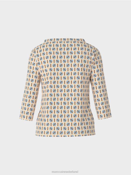 kleding donkere crème 464J1280 t-shirt met grafisch ontwerp Marc Cain