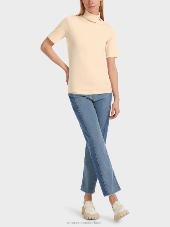 kleding donkere crème 464J1282 t-shirt met rolkraag Marc Cain
