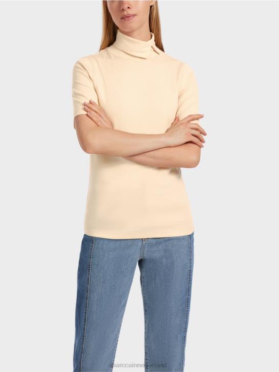 kleding donkere crème 464J1282 t-shirt met rolkraag Marc Cain