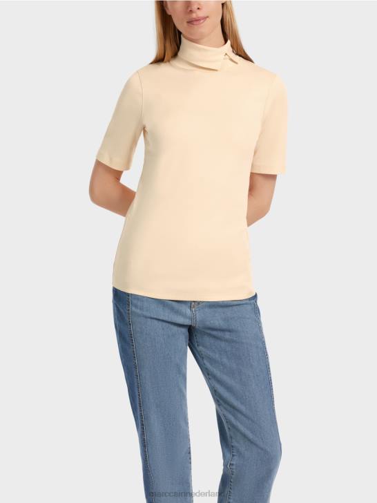 kleding donkere crème 464J1282 t-shirt met rolkraag Marc Cain