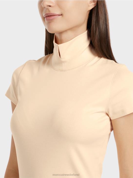 kleding donkere crème 464J1329 T-shirt met hoge hals Marc Cain