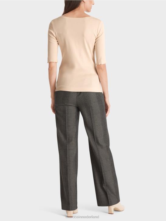 kleding donkere crème 464J1339 t-shirt met lengte mouwen Marc Cain