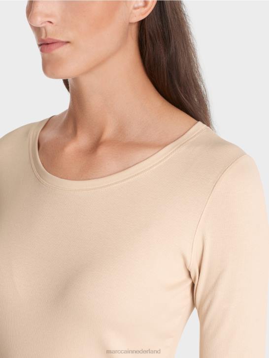kleding donkere crème 464J1339 t-shirt met lengte mouwen Marc Cain