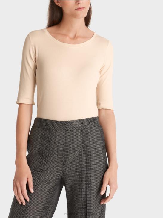 kleding donkere crème 464J1339 t-shirt met lengte mouwen Marc Cain