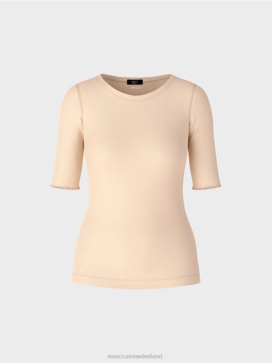 kleding donkere crème 464J1339 t-shirt met lengte mouwen Marc Cain