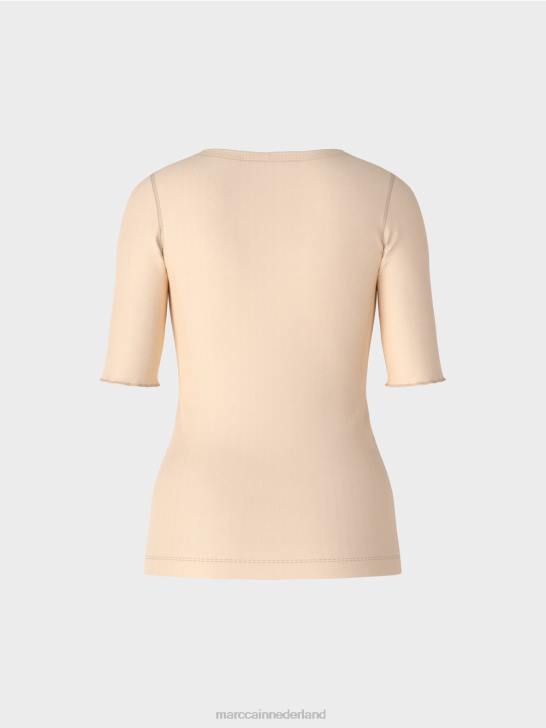 kleding donkere crème 464J1339 t-shirt met lengte mouwen Marc Cain