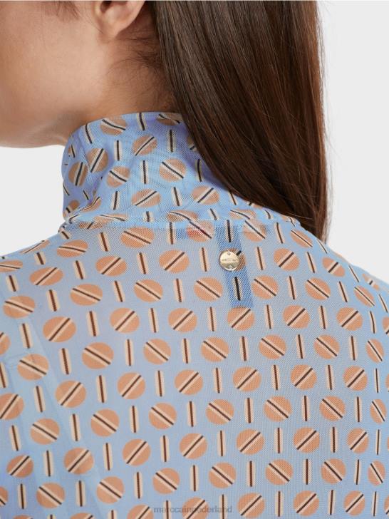 kleding donkere zomerhemel 464J1277 nauwsluitend T-shirt met rolkraag Marc Cain