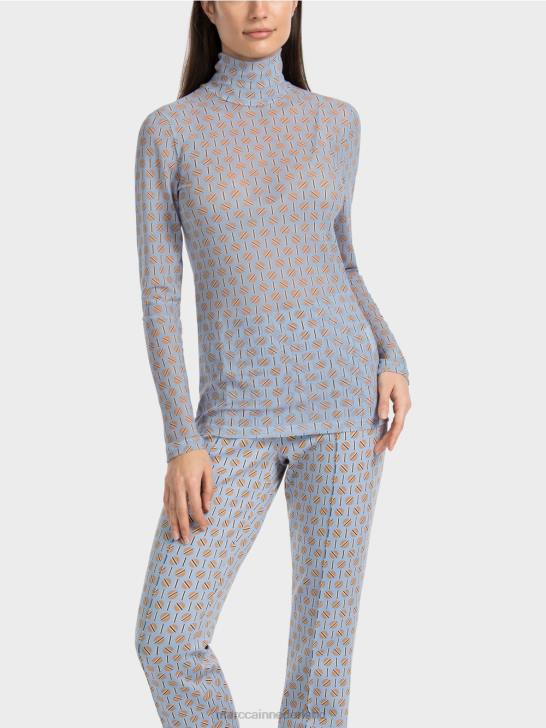 kleding donkere zomerhemel 464J1277 nauwsluitend T-shirt met rolkraag Marc Cain