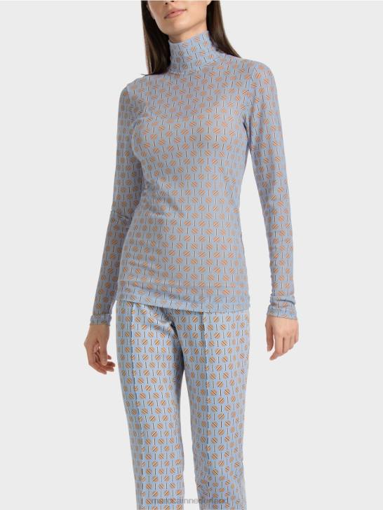 kleding donkere zomerhemel 464J1277 nauwsluitend T-shirt met rolkraag Marc Cain