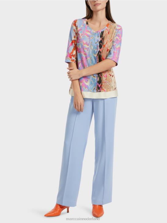 kleding donkere zomerhemel 464J1286 kleurrijk bedrukt t-shirt Marc Cain