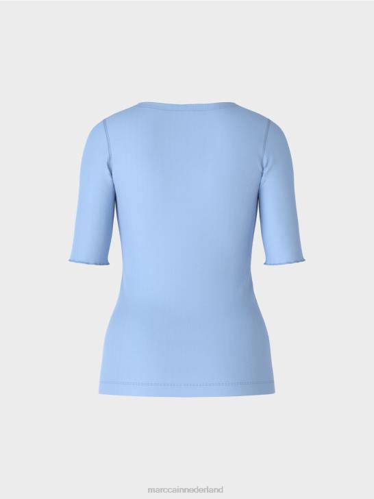kleding donkere zomerhemel 464J1335 t-shirt met lengte mouwen Marc Cain