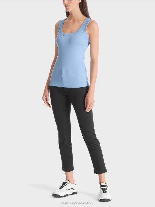 kleding donkere zomerhemel 464J1349 fijngeribde tanktop Marc Cain