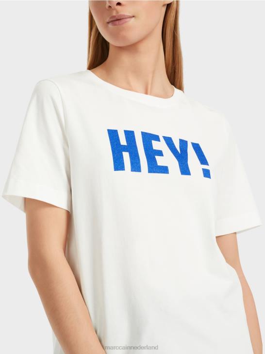 kleding gebroken wit 464J1229 \"rethink Together\" t-shirt met glitters Marc Cain