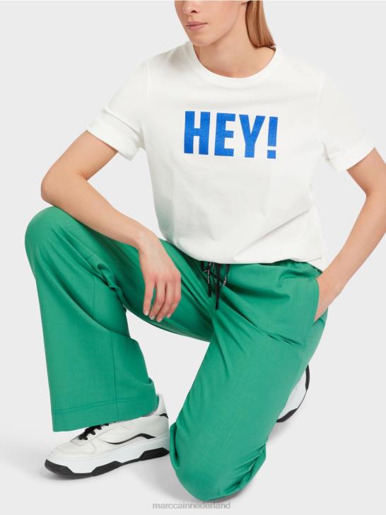 kleding gebroken wit 464J1229 \"rethink Together\" t-shirt met glitters Marc Cain