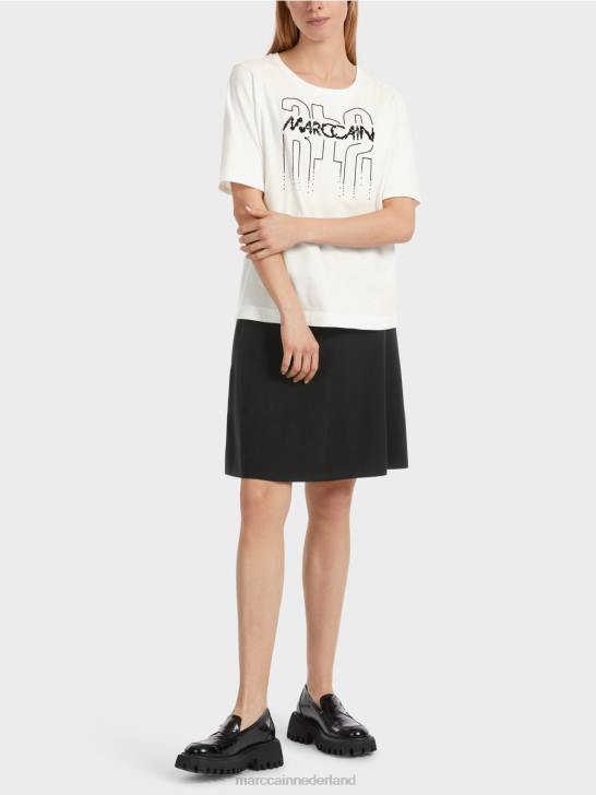 kleding gebroken wit 464J1265 T-shirt met applicatie Marc Cain