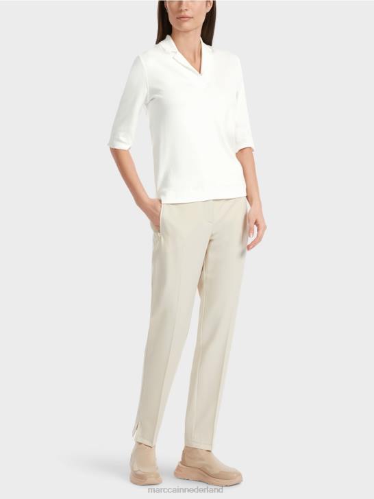 kleding gebroken wit 464J1300 t-shirt met 3/4 mouwen Marc Cain