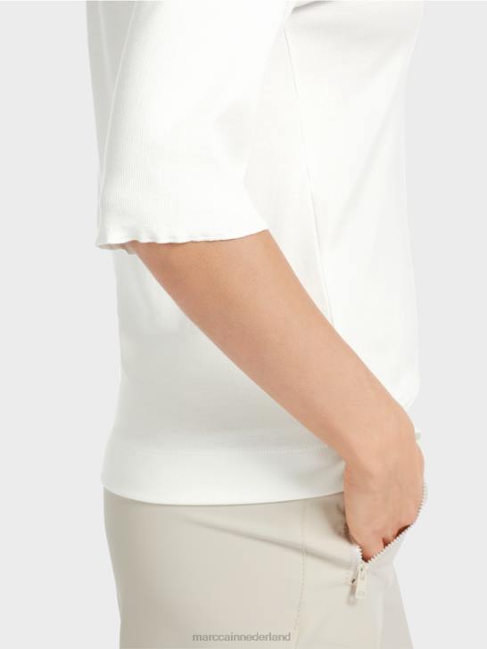 kleding gebroken wit 464J1300 t-shirt met 3/4 mouwen Marc Cain