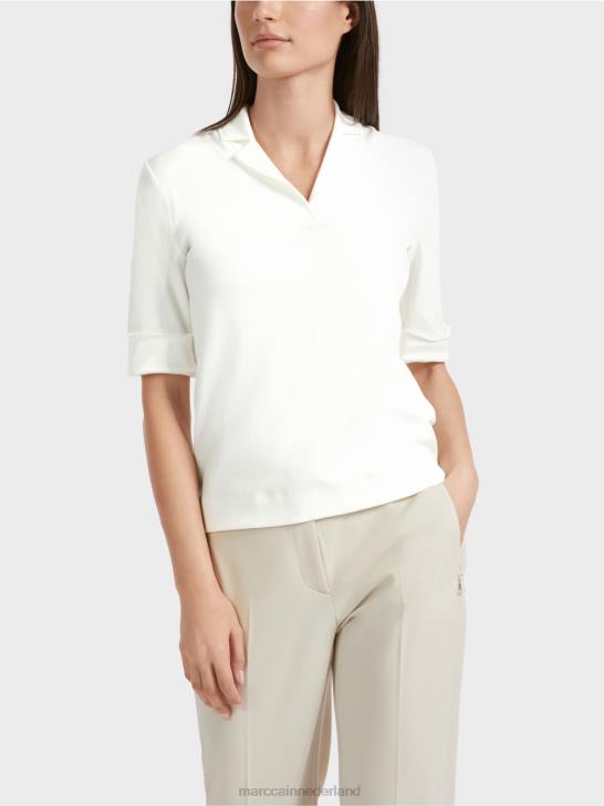 kleding gebroken wit 464J1300 t-shirt met 3/4 mouwen Marc Cain