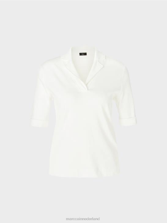 kleding gebroken wit 464J1300 t-shirt met 3/4 mouwen Marc Cain