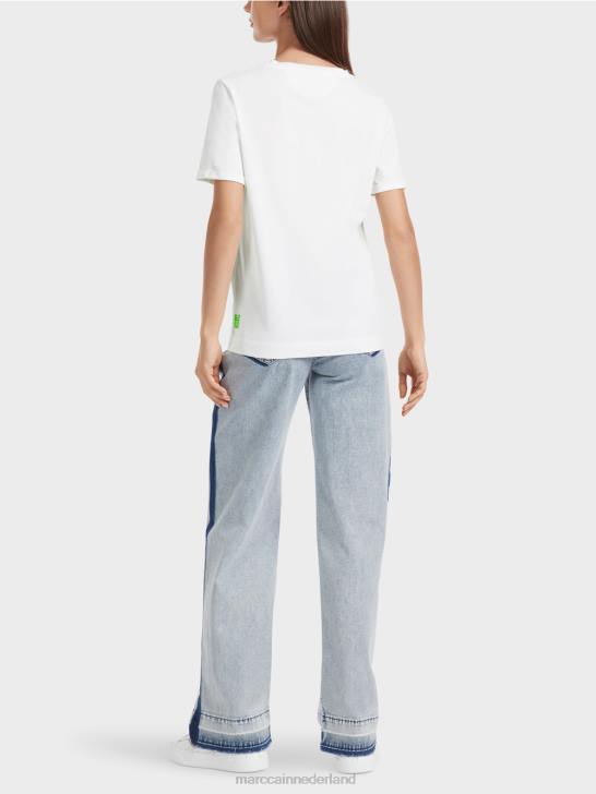 kleding gebroken wit 464J1304 \"rethink Together\" t-shirt met glitters Marc Cain