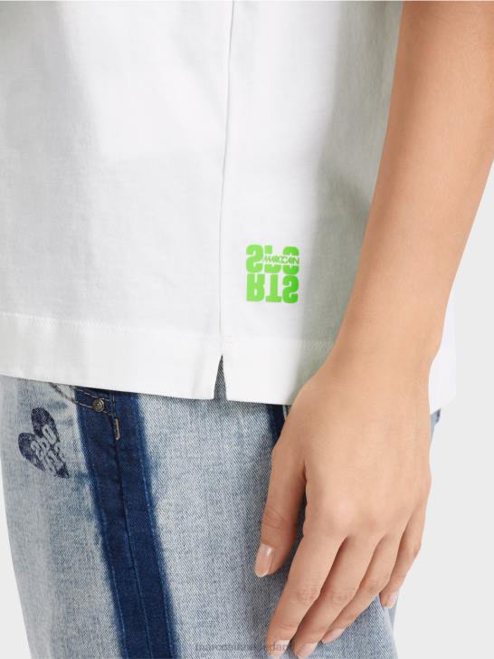 kleding gebroken wit 464J1304 \"rethink Together\" t-shirt met glitters Marc Cain