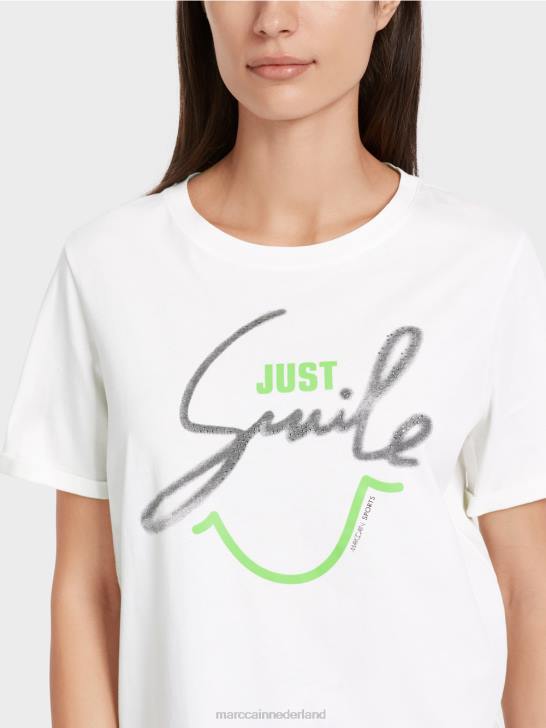 kleding gebroken wit 464J1304 \"rethink Together\" t-shirt met glitters Marc Cain