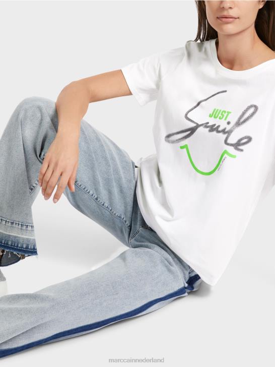 kleding gebroken wit 464J1304 \"rethink Together\" t-shirt met glitters Marc Cain