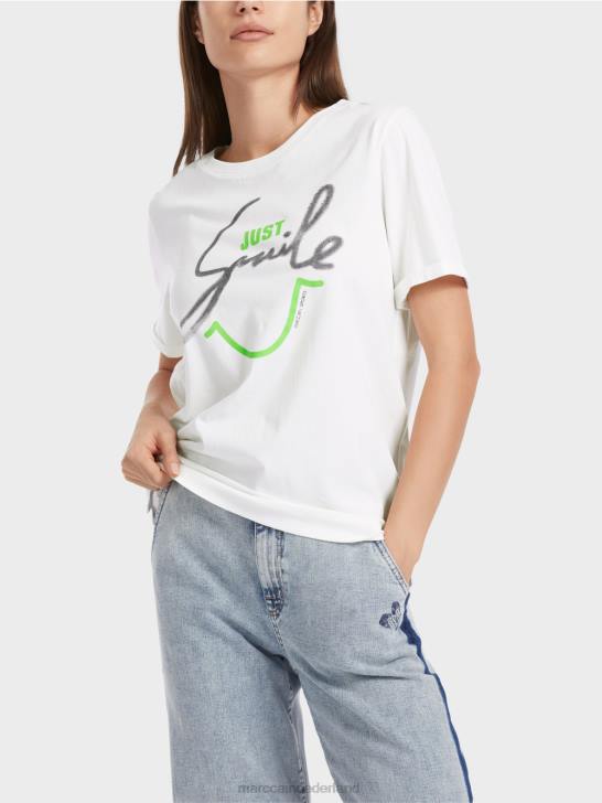 kleding gebroken wit 464J1304 \"rethink Together\" t-shirt met glitters Marc Cain