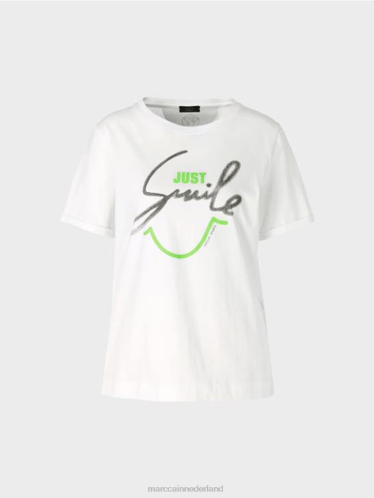 kleding gebroken wit 464J1304 \"rethink Together\" t-shirt met glitters Marc Cain