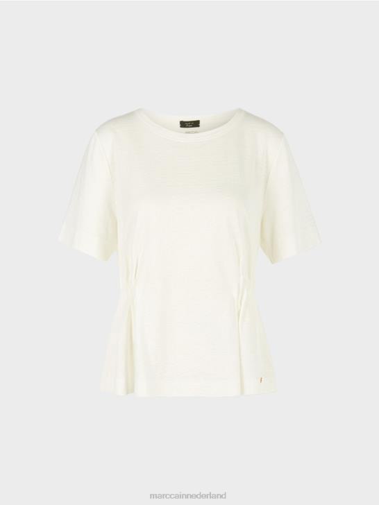 kleding gebroken wit 464J1379 getailleerd linnen t-shirt Marc Cain