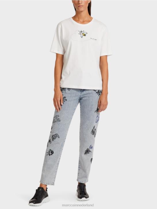 kleding gebroken wit 464J1439 top van zacht katoen Marc Cain