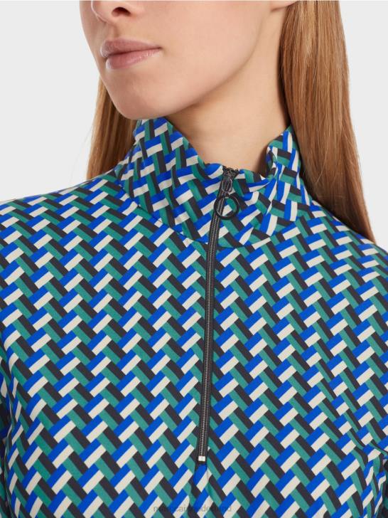 kleding glazuur 464J1231 T-shirt met patroon en opstaande kraag Marc Cain