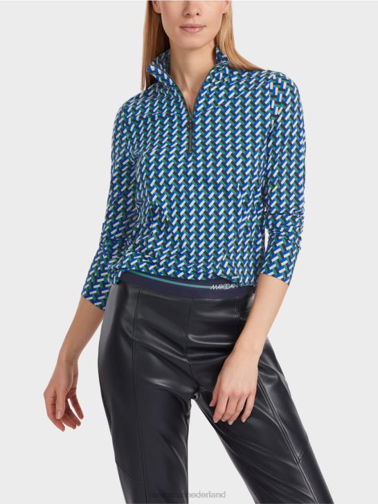 kleding glazuur 464J1231 T-shirt met patroon en opstaande kraag Marc Cain