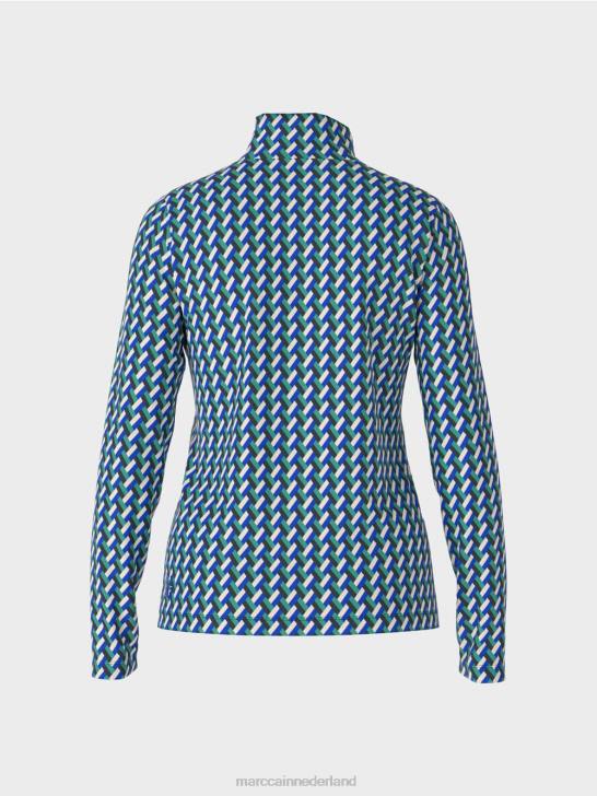 kleding glazuur 464J1231 T-shirt met patroon en opstaande kraag Marc Cain