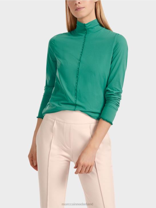 kleding glazuur 464J1237 shirt met lange mouwen en opstaande kraag Marc Cain