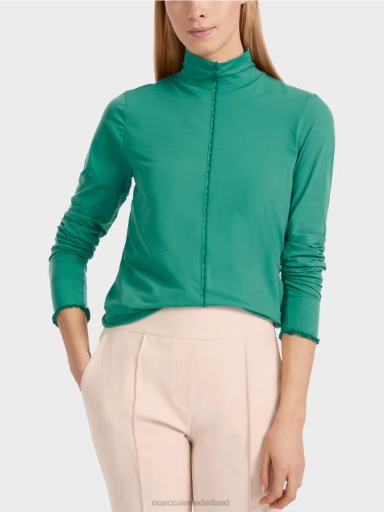 kleding glazuur 464J1237 shirt met lange mouwen en opstaande kraag Marc Cain