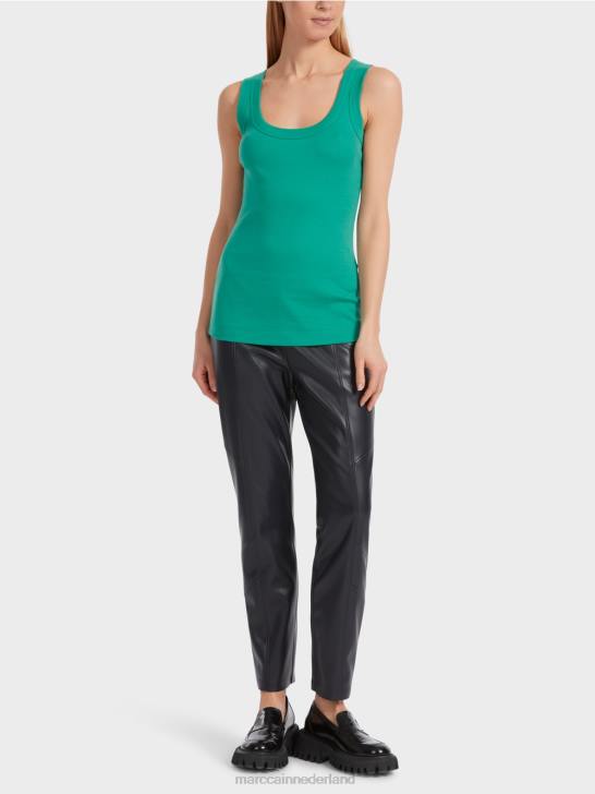 kleding glazuur 464J1242 mouwloze katoenen ribtop Marc Cain