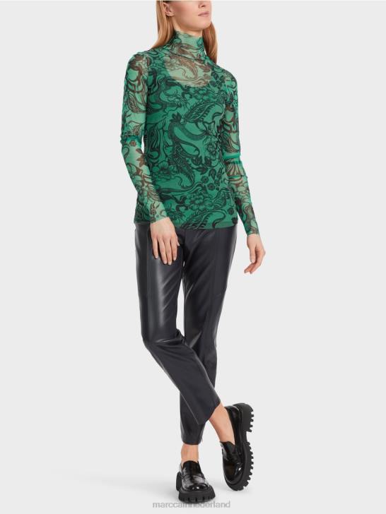 kleding glazuur 464J1244 bedrukte tule longsleeve Marc Cain