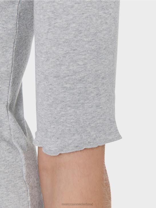 kleding grijs 464J1488 overhemd met ronde kraag en korte mouwen Marc Cain