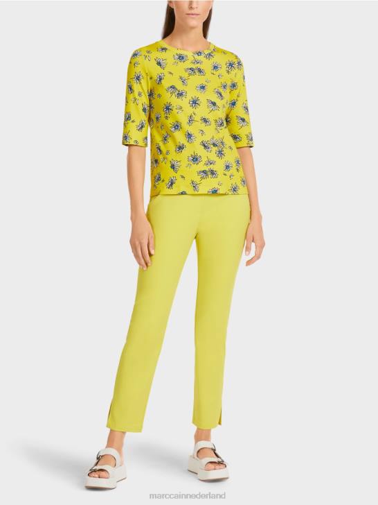 kleding groene zwavel 464J1442 t-shirt met madeliefjespatroon Marc Cain